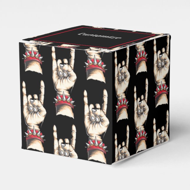 Personalized Black Horns Up  Favor Boxes (Front Side)