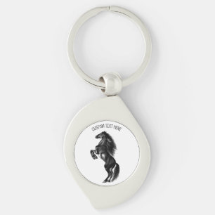 Personalized Black Horse Keychain with Custom Text