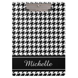 Personalized black houndstooth print clipboard
