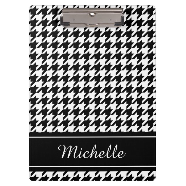Personalized black houndstooth print clipboard (Front)