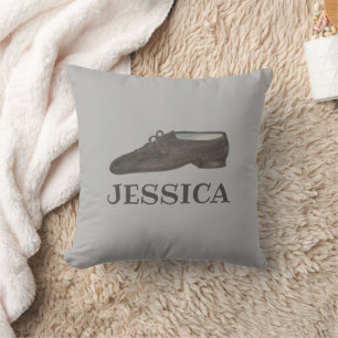 Personalized Black Jazz Dance Shoe Choreographer Throw Pillow