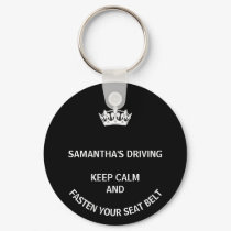 Personalized black Keep Calm girly driving Keychain