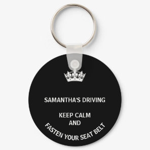 Personalized black Keep Calm girly driving Keychain
