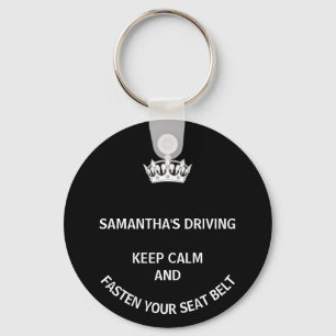 Personalized black Keep Calm girly driving Keychain