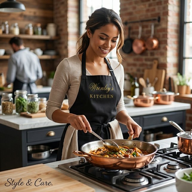 23. Personalized Black Kitchen Apron with Name