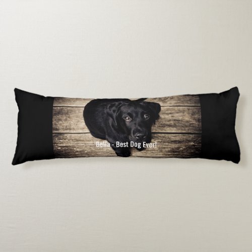 Personalized Black Lab Dog Photo and Dog Name Body Pillow