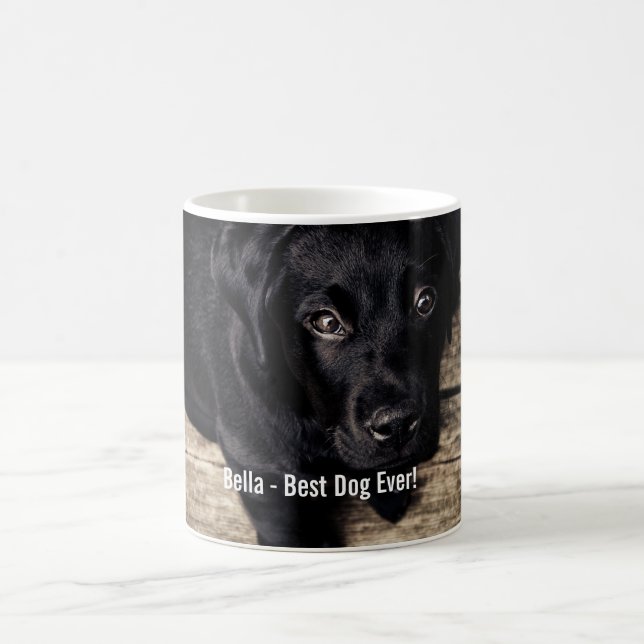 Personalized Black Lab Dog Photo and Dog Name Coffee Mug (Center)
