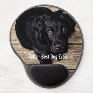 Personalized Black Lab Dog Photo and Dog Name Gel Mouse Pad
