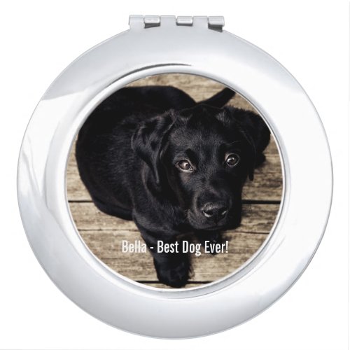 Personalized Black Lab Dog Photo and Dog Name Makeup Mirror