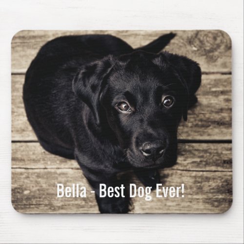 Personalized Black Lab Dog Photo and Dog Name Mouse Pad