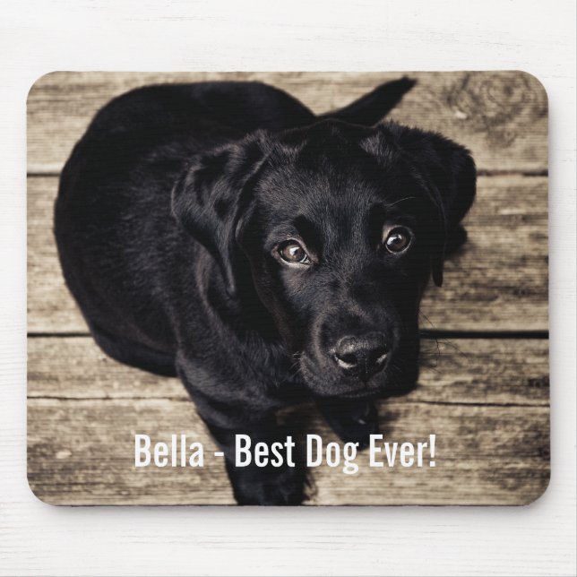 Personalized Black Lab Dog Photo and Dog Name Mouse Pad (Front)