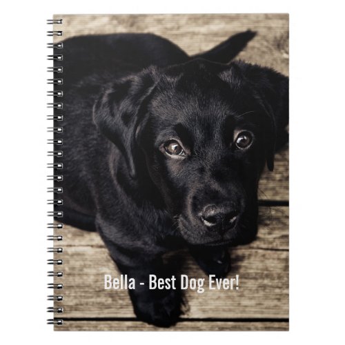 Personalized Black Lab Dog Photo and Dog Name Notebook