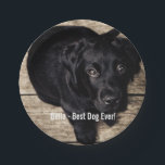 Personalized Black Lab Dog Photo and Dog Name Paper Plates<br><div class="desc">Personalize this keepsake with your dog's photo and dog's name (or other pet or person's photo/name). Add your own text such as "Best Dog Ever, " "We love Bella" (dog's name), dog's birthday or day of passing. Just click on "customize" to add your personalized text, change the font and color...</div>