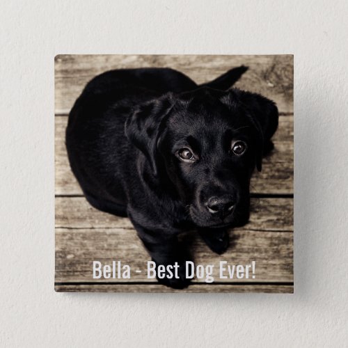 Personalized Black Lab Dog Photo and Dog Name Pinback Button