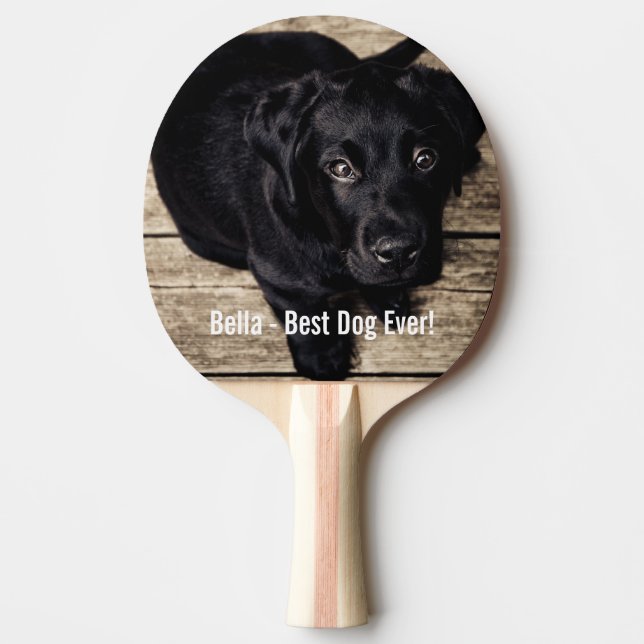 Personalized Black Lab Dog Photo and Dog Name Ping Pong Paddle (Front)