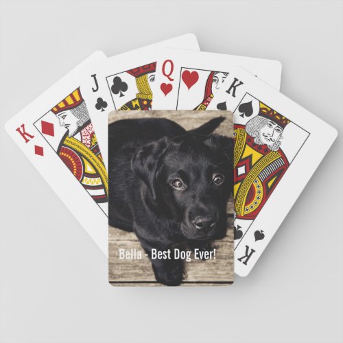 Personalized Black Lab Dog Photo and Dog Name Playing Cards
