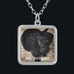 Personalized Black Lab Dog Photo and Dog Name Silver Plated Necklace<br><div class="desc">Personalize this keepsake with your dog's or puppy's photo and name (or other pet or person's photo/name). Text reads "Best Dog Ever" or add your own text - We love Bella (dog's name), dog's birthday or day of passing. Just click on "customize" to add your personalized text, change the font...</div>