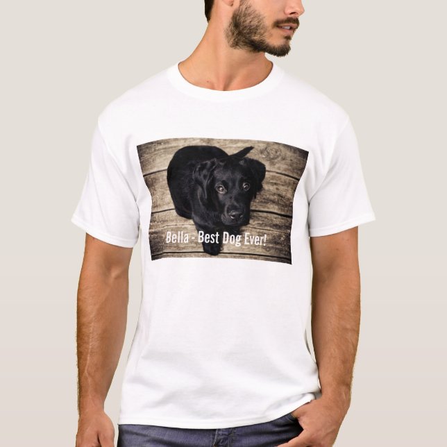 Personalized Black Lab Dog Photo and Dog Name T-Shirt (Front)