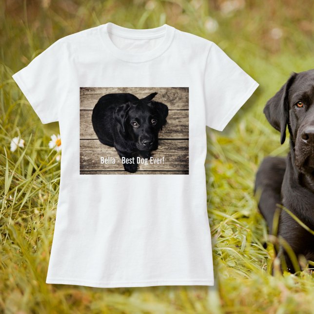 Personalized Black Lab Dog Photo and Dog Name T-Shirt (Creator Uploaded)