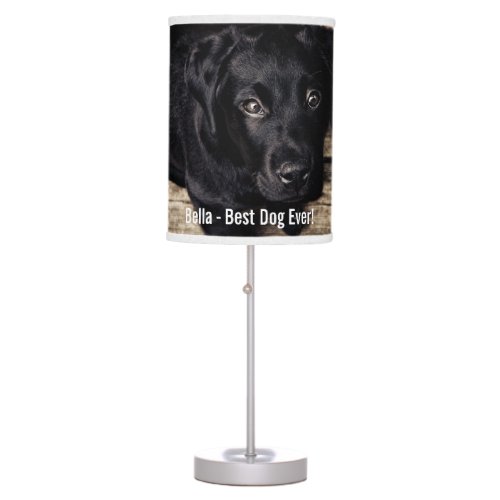 Personalized Black Lab Dog Photo and Dog Name Table Lamp