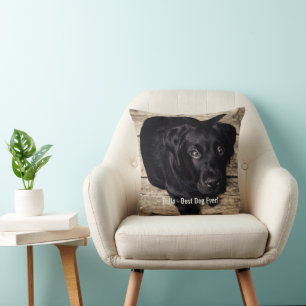 Personalized Black Lab Dog Photo and Dog Name Throw Pillow