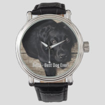 Personalized Black Lab Dog Photo and Dog Name Watch