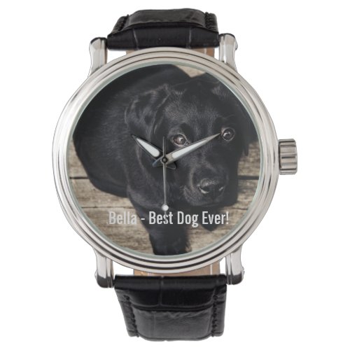 Personalized Black Lab Dog Photo and Dog Name Watch