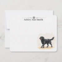 Personalized Black Lab Flat Note Card Stationery