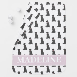 Personalized Black Lab Labrador Pink & White Baby Blanket