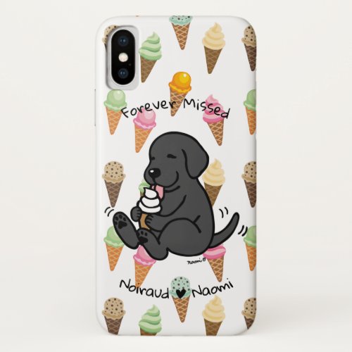 Personalized Black Lab Licking Ice Cream Cartoon  iPhone X Case
