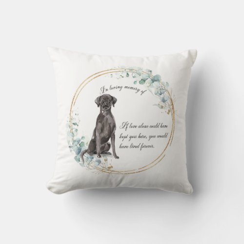 Personalized Black Lab Memorial Throw Pillow