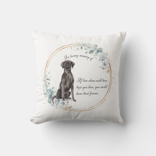 Personalized Black Lab Memorial Throw Pillow (Front)
