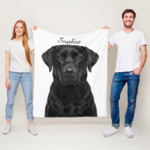 Personalized Black Lab Portrait Pet Photo Blanket