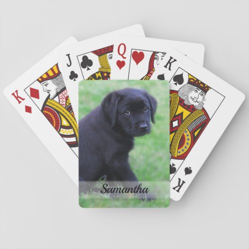 Personalized Black Lab Puppy _ Cute Labrador Dog Poker Cards