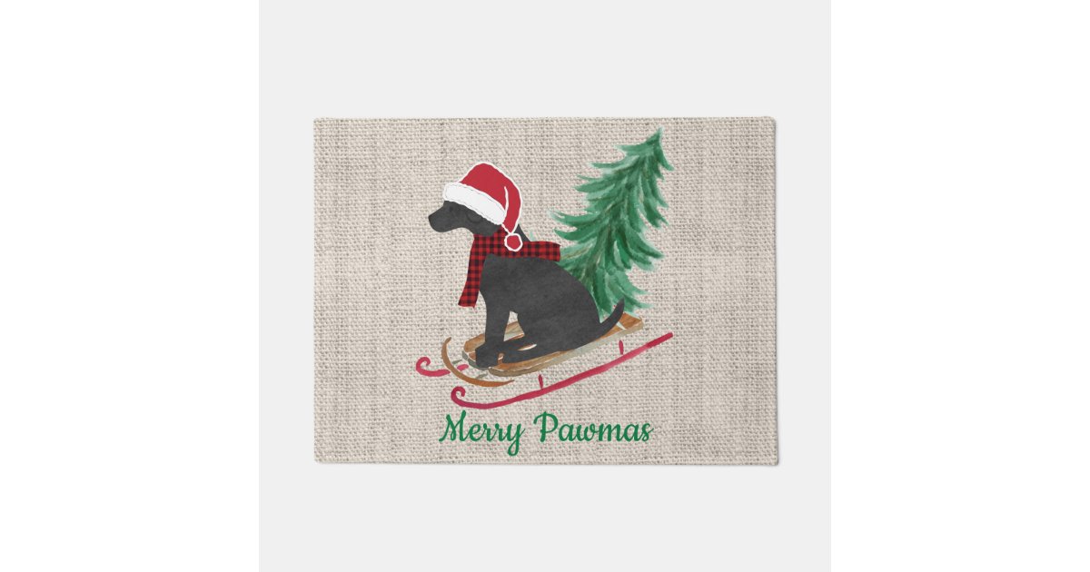 Personalized Black Lab Xmas Sled Doormat Zazzle