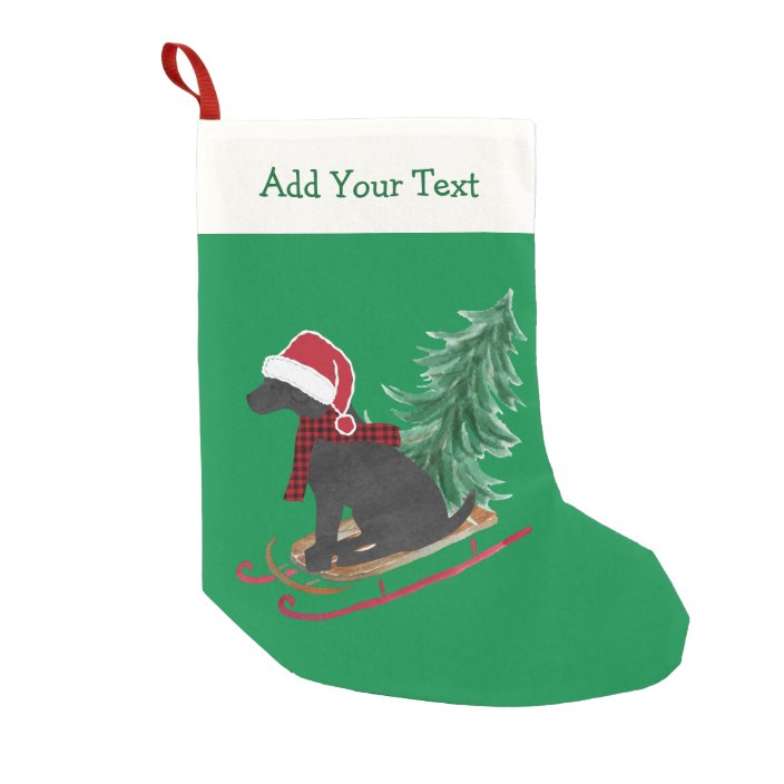 Personalized Black Lab Xmas Sled Small Christmas Stocking | Zazzle.com