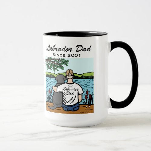 Personalized Black Labrador and Dad Mug