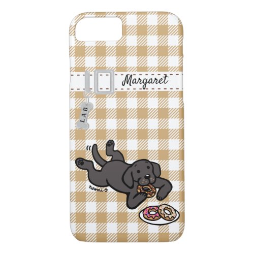 Personalized Black Labrador and Doughnuts iPhone 87 Case