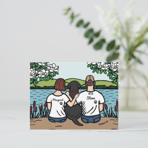 Personalized Black Labrador and Mom and Dad Postcard