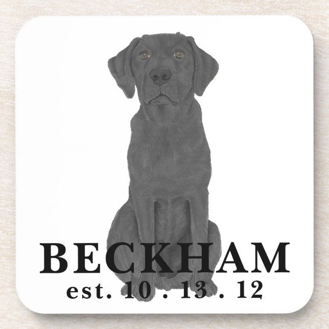 Personalized Black Labrador Beverage Coaster (Front)