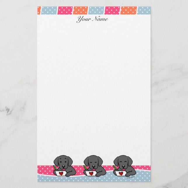Personalized Black Labrador Cartoon Stationery (Front)