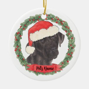 Personalized Black Labrador Christmas Ceramic Ornament