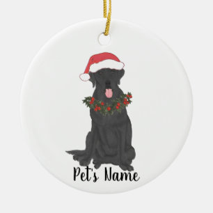 Personalized Black Labrador Christmas Ceramic Ornament