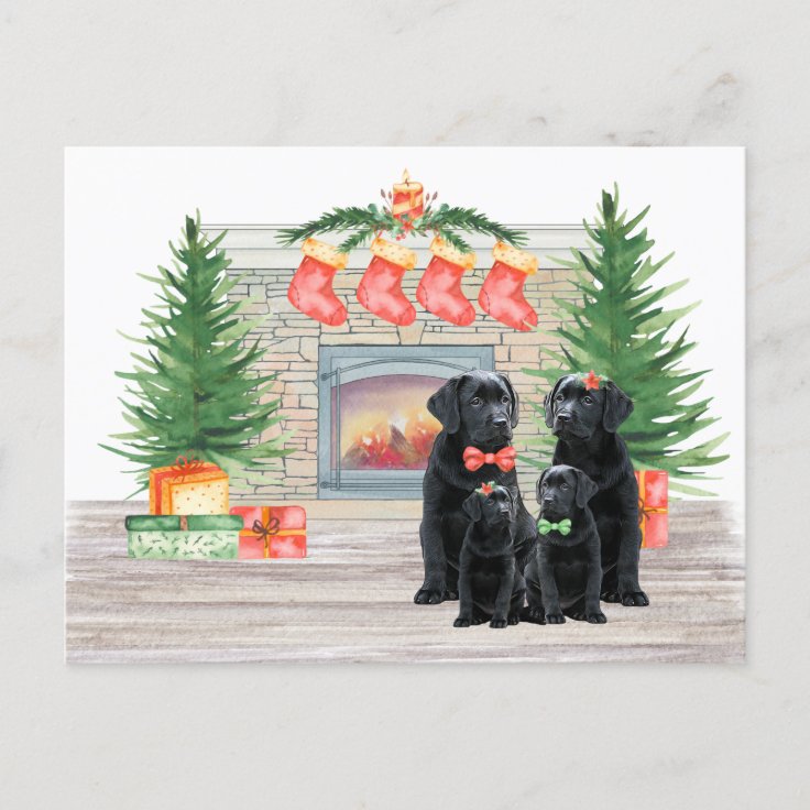 Personalized Black Labrador Christmas Dogs Holiday Postcard | Zazzle