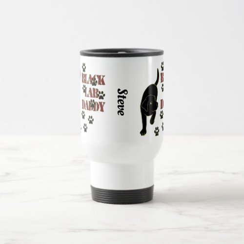 Personalized Black Labrador Daddy Paw Prints Travel Mug