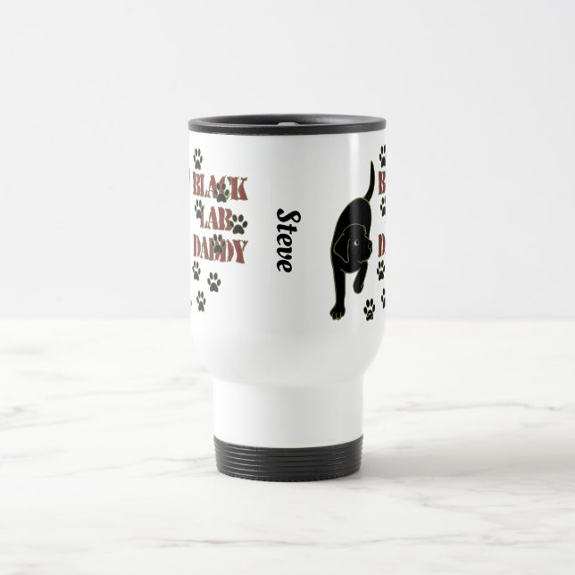 Personalized Black Labrador Daddy Paw Prints Travel Mug (Center)