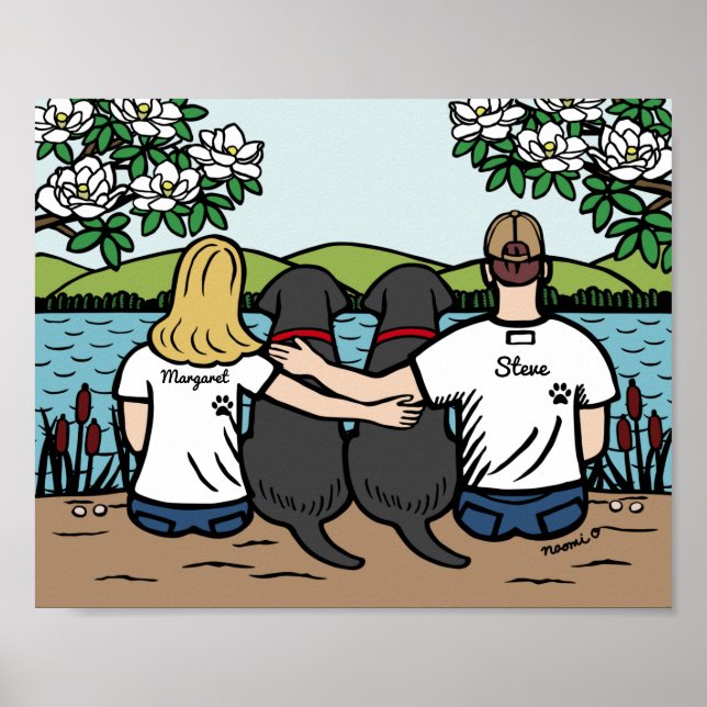 Personalized Black Labrador Family Blonde Long Poster (Front)