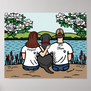 Personalized Black Labrador Family Brown L Poster