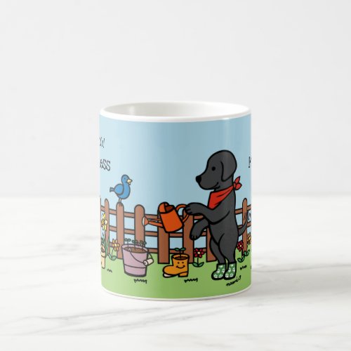 Personalized Black Labrador Happy Gardener Coffee Mug