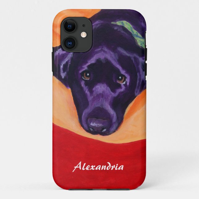 Personalized Black Labrador Painting Case-Mate iPhone Case (Back)